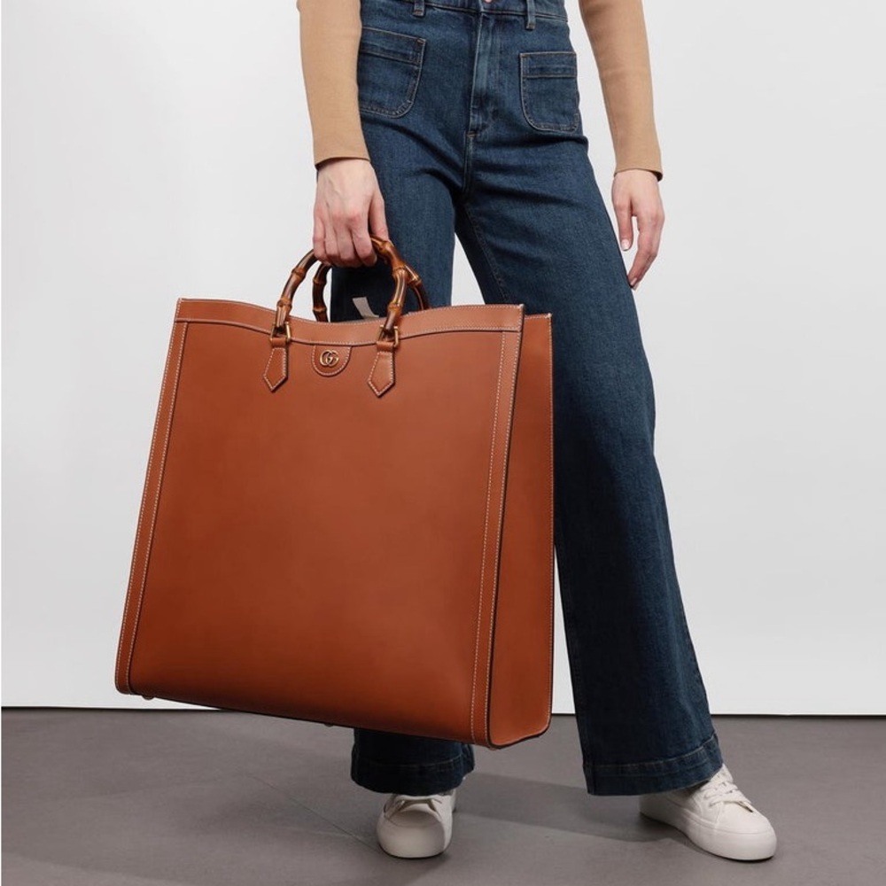Gucci Leather Maxi bamboo Tote